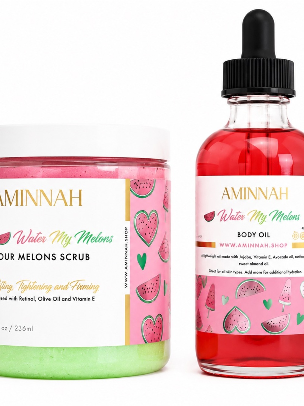 🍉 Aminnah Water My Melons Scrub & Body Oil Duo 🍉
